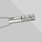 GIGEM vertical cutout pendant shown in a polished sterling silver finish.